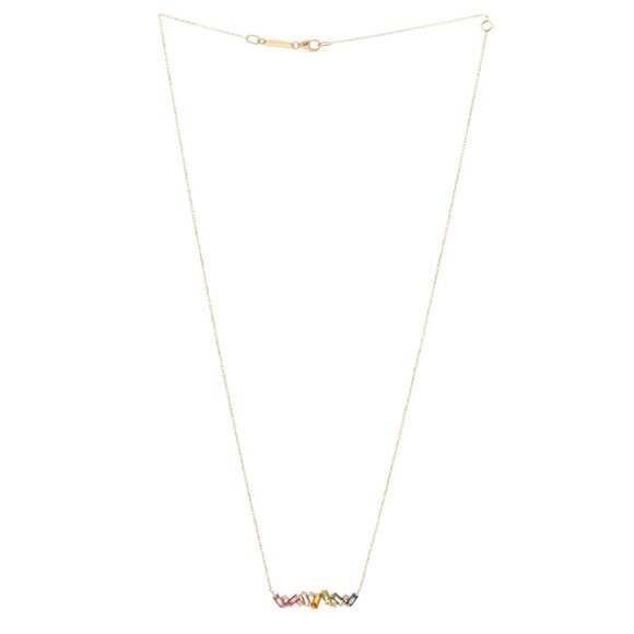 SUZANNE KALAN 14K YellowGold Diamond Multi Gemstone Frenesia Rainbow Bar Pendant - Picture 1 of 3